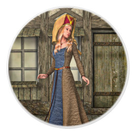Middeleeuwse Dame Keramische Knop