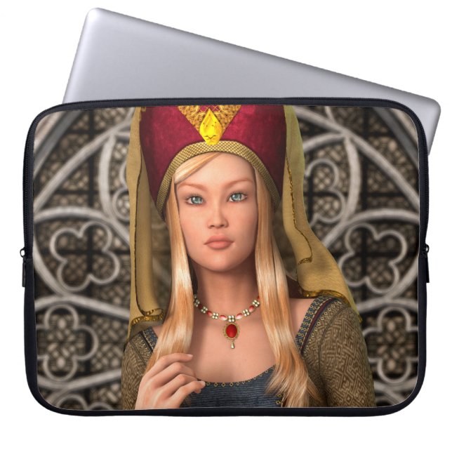 Middeleeuwse Dame Laptop Sleeve (Voorkant)
