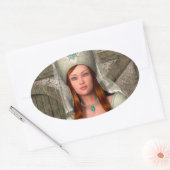 Middeleeuwse Dame Ovale Sticker (Envelop)