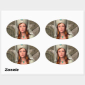 Middeleeuwse Dame Ovale Sticker (Vel)