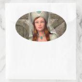 Middeleeuwse Dame Ovale Sticker (Tas)