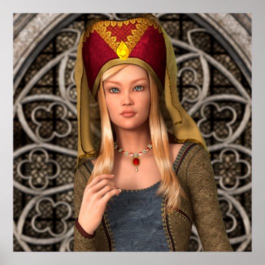 Middeleeuwse Dame Poster (Voorkant)