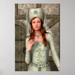 Middeleeuwse Dame  Poster