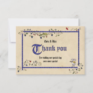 Middeleeuwse dieren bedanken je platte kaart