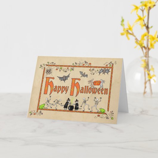 Middeleeuwse dieren Halloween kaart (Gele Bloem)