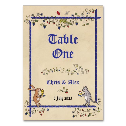 Middeleeuwse dieren tafel nr. kaart met naam van h (Voorkant)