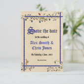 Middeleeuwse dieren trouwkaart bewaar de datum kaart (Staand voorkant)