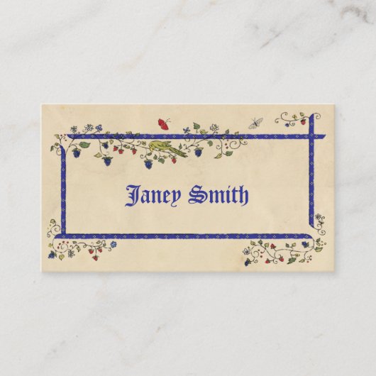 Middeleeuwse dieren vlak gepersonaliseerd plaatska plaatskaartje (Voorkant)