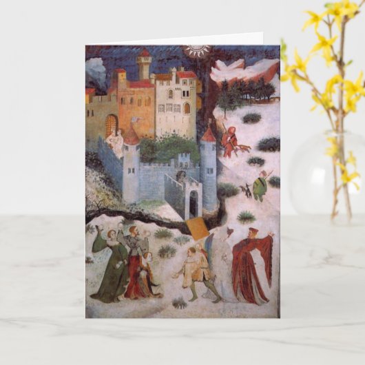 Middeleeuwse dorpscène kaart (Gele Bloem)