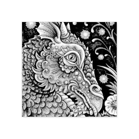 MIDDELEEUWSE DRAAK FANTASY RUBBER STEMPEL Close Up (Afrduk)