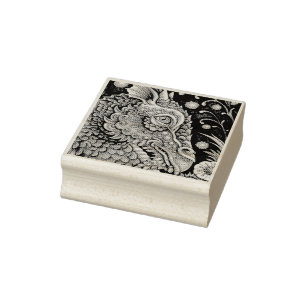 MIDDELEEUWSE DRAAK FANTASY RUBBER STEMPEL Close Up