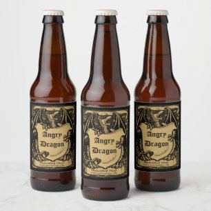  middeleeuwse draak met schildcartouche bier etiket