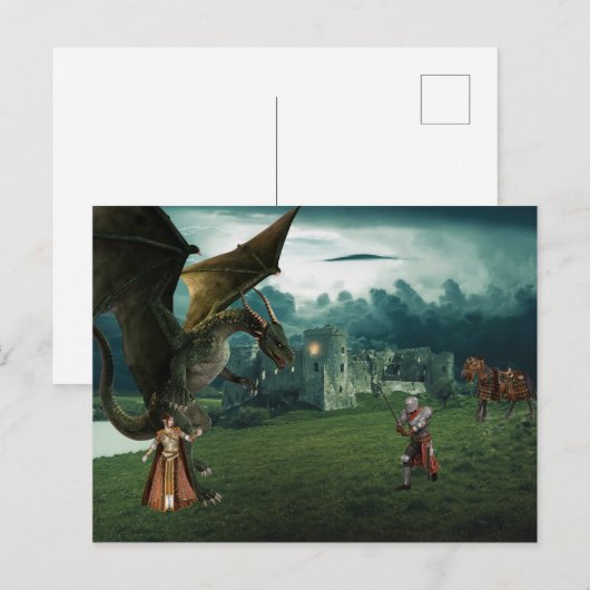 Middeleeuwse Dragon Elf Princess Knight Briefkaart (Voorkant / Achterkant)