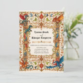 Middeleeuwse Dragon Invitation, het oude Manuscrip Kaart (Staand voorkant)