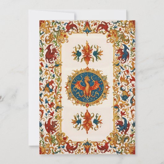 Middeleeuwse Dragon Invitation, het oude Manuscrip Kaart (Achterkant)