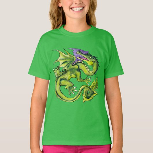 Middeleeuwse Dragon Sap Green T-shirt (Voorkant)