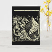 Middeleeuwse Draken Berg Kasteel Mythische Mannen Kaart (Gele Bloem)