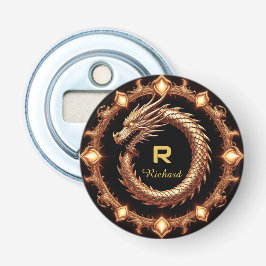 🐉 Middeleeuwse Draken Kam Naam Ring Frame Embleem Button Flesopener