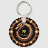 🐉 Middeleeuwse Draken Kam Naam Ring Frame Embleem Sleutelhanger (Achterkant)