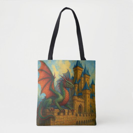 Middeleeuwse Draken Kasteel Beschermer Tote Bag (Voorkant)