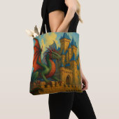 Middeleeuwse Draken Kasteel Beschermer Tote Bag (Dichtbij)