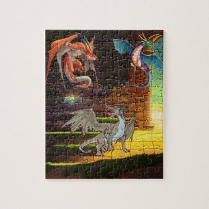Middeleeuwse drakenpuzzel voor drakenliefhebbers legpuzzel