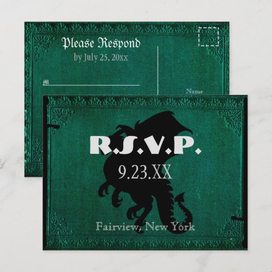Middeleeuwse Drakenzwaard  RSVP-kaart Uitnodiging Briefkaart (Voorkant / Achterkant)
