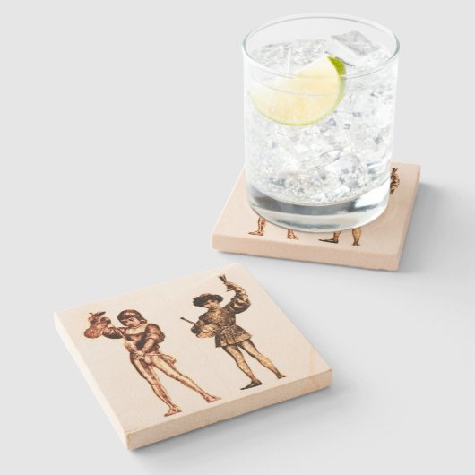 " middeleeuwse Drink Servers" Stenen Onderzetter (Zijkant)