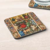 MIDDELEEUWSE DRUIVEN WIJNBERG OOGST Antieke wijnst Bier Onderzetter (Linkerzijde)