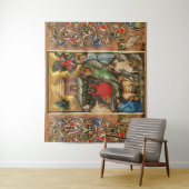 MIDDELEEUWSE DRUIVEN WIJNGAARD OOGST Antique Druiv Wandkleed (In situ)