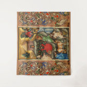 MIDDELEEUWSE DRUIVEN WIJNGAARD OOGST Antique Druiv Wandkleed (Voorkant)