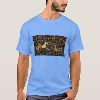 Middeleeuwse Eenhoorn Middennacht Bloemendecoratie T-shirt
