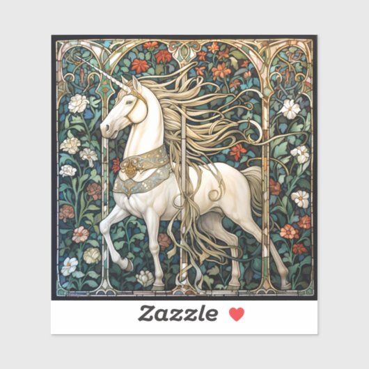 Middeleeuwse Eenhoorn - Suncatcher Venster Cling S Sticker (Vel)