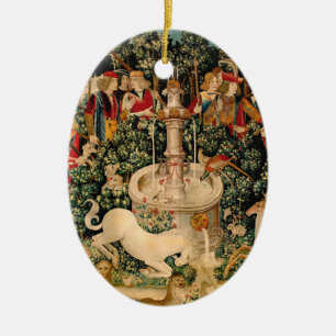 Middeleeuwse Eenhoorn Wandtapijten Print: Met Cloi Keramisch Ornament