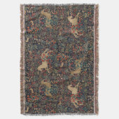 Middeleeuwse Eenhoornhert Midnight Floral Garden Deken (Voorkant Verticaal)