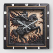 Middeleeuwse eer: gesneden houten display vierkante klok (Voorkant)