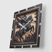 Middeleeuwse eer: gesneden houten display vierkante klok (Hoek)