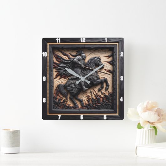 Middeleeuwse eer: gesneden houten display vierkante klok (Huis)