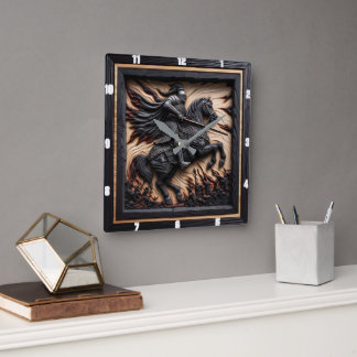 Middeleeuwse eer: gesneden houten display vierkante klok