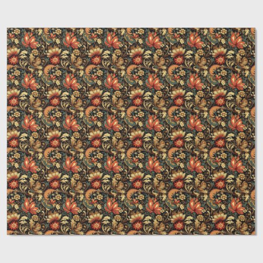 Middeleeuwse Elegante Bloemen  Mok Cadeaupapier (Vlak)