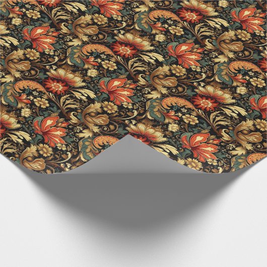 Middeleeuwse Elegante Bloemen  Mok Cadeaupapier (Hoek)