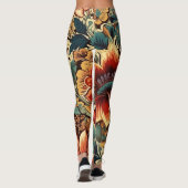 Middeleeuwse Elegante Bloemen  Mok Leggings (Achterkant)