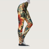 Middeleeuwse Elegante Bloemen  Mok Leggings (Rechts)