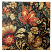 Middeleeuwse Elegante Bloemen Mok Tegeltje (Voorkant)