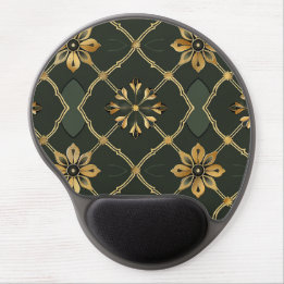 Middeleeuwse Elegante Groene Bloemen Gel Muismat