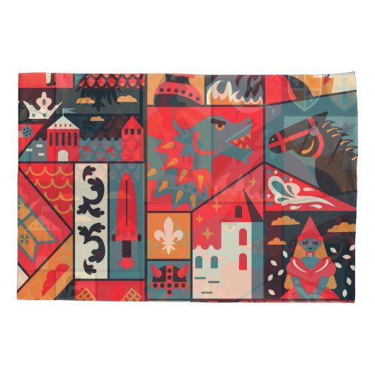 Middeleeuwse elegantie: naadloos patroonontwerp kussensloop (Achterkant)