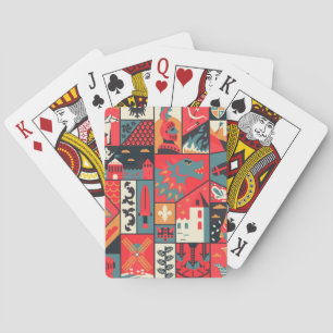 Middeleeuwse elegantie: naadloos patroonontwerp pokerkaarten
