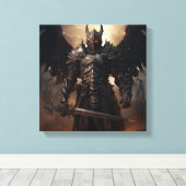 Middeleeuwse Engel Warrior - Uitgerekte Canvas Pri (Insitu (Houten vloer))