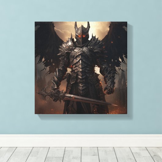 Middeleeuwse Engel Warrior - Uitgerekte Canvas Pri (Insitu (Houten vloer))