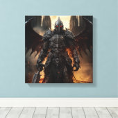 Middeleeuwse Engel Warrior - Uitgerekte Canvas Pri (Insitu (Houten vloer))